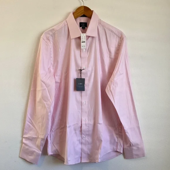 J. Crew Slim Bowery performance stretch dress shirt spread collar Large Pink - Picture 1 of 6